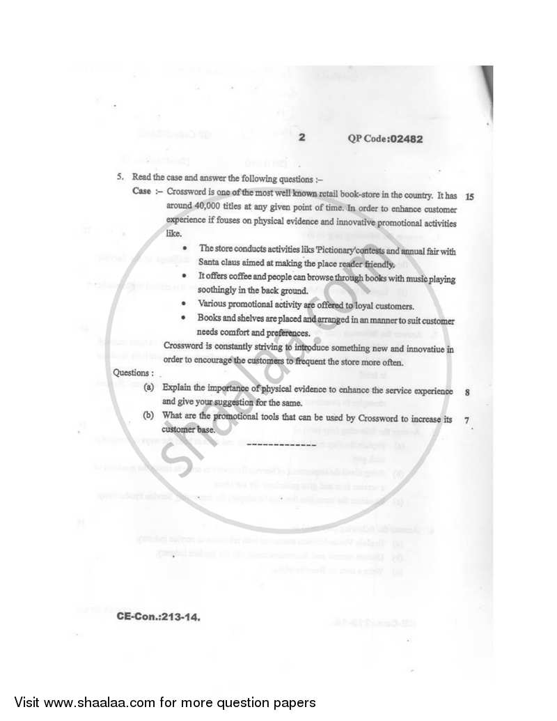 Service Sector Management 2014-2015 - B.M.S - Semester 5 - University of Mumbai question paper with PDF download