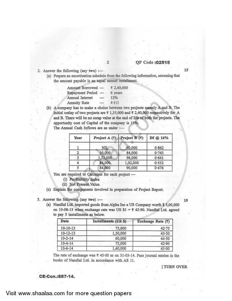 Special Studies in Finance 2014-2015 - B.M.S - Semester 5 - University of Mumbai question paper with PDF download