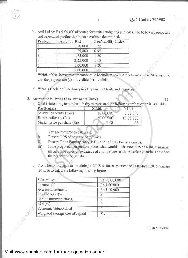 Strategic Financial Management 2016-2017 - B.M.S - Semester 5 - University of Mumbai question paper with PDF download