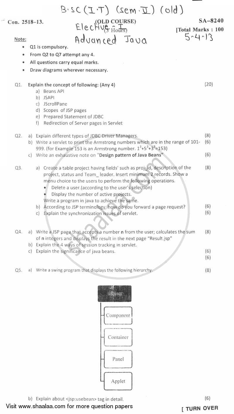 Advanced Java 2012-2013 - B.Sc. - Semester 5 (TYBSc I.T) - University of Mumbai question paper with PDF download