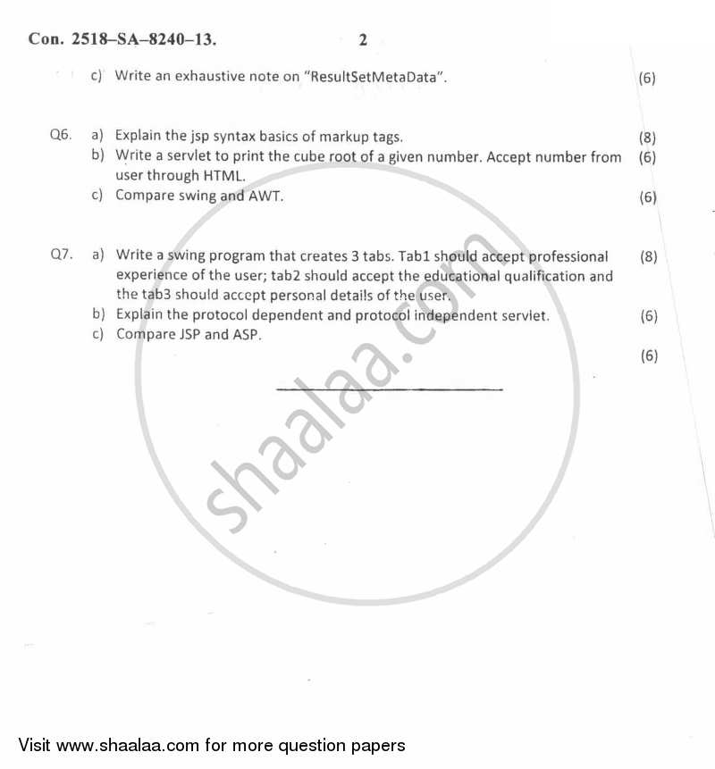 Advanced Java 2012-2013 - B.Sc. - Semester 5 (TYBSc I.T) - University of Mumbai question paper with PDF download