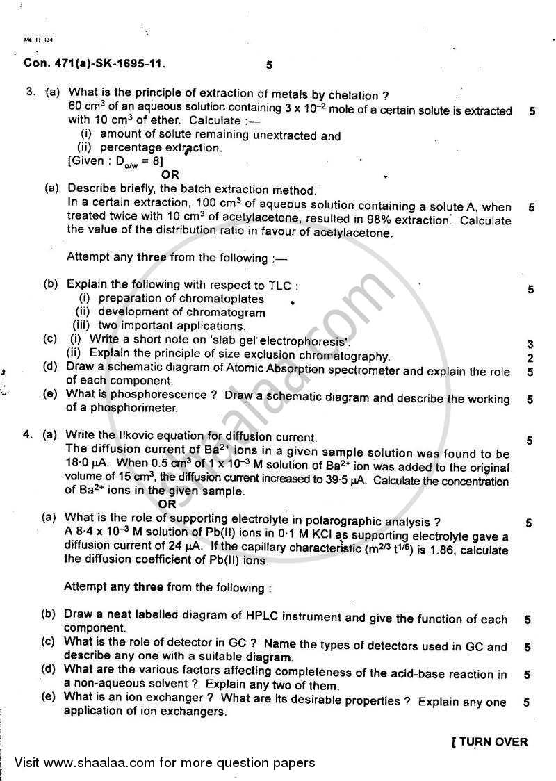 Analytical Chemistry 2010-2011 - B.Sc. - Semester 5 (TYBSc) - University of Mumbai question paper with PDF download