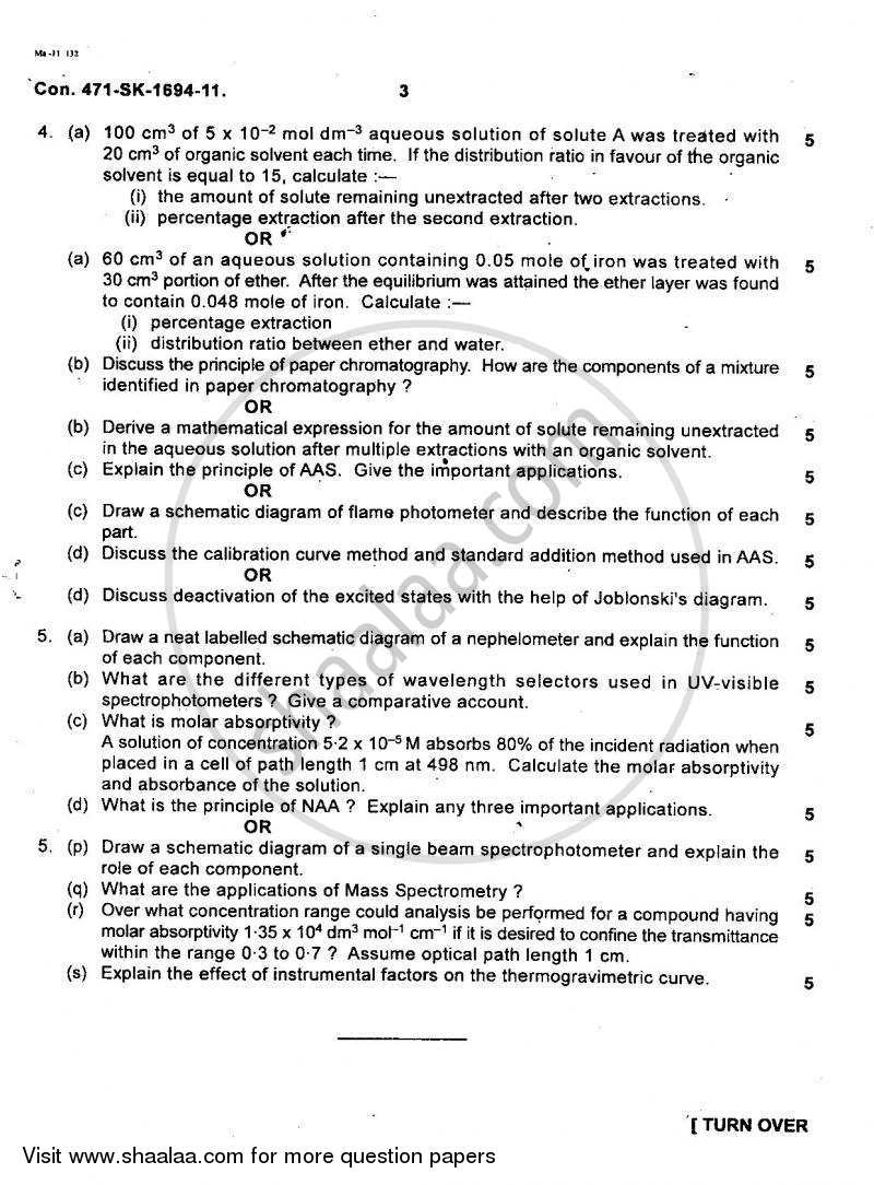 Analytical Chemistry 2010-2011 - B.Sc. - Semester 5 (TYBSc) - University of Mumbai question paper with PDF download