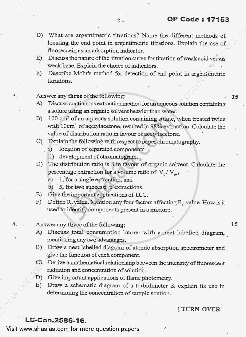 Analytical Chemistry 2015-2016 - B.Sc. - Semester 5 (TYBSc) - University of Mumbai question paper with PDF download