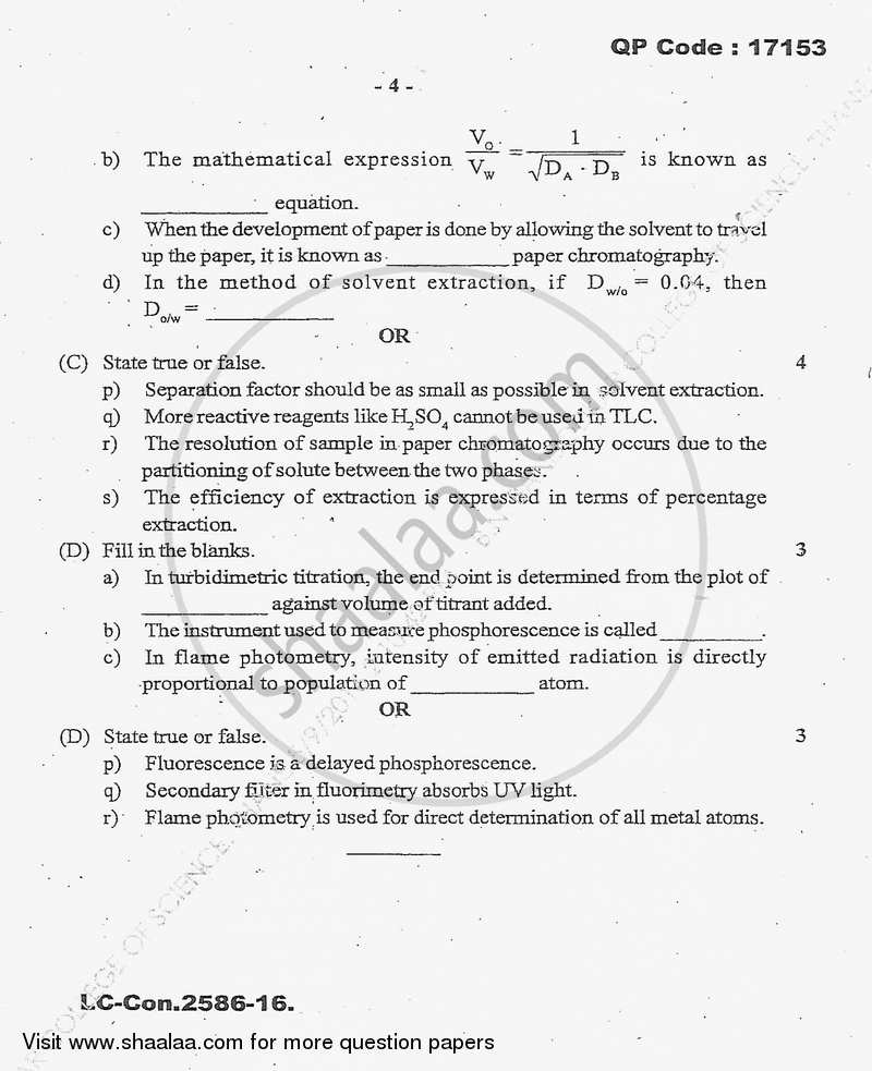 Analytical Chemistry 2015-2016 - B.Sc. - Semester 5 (TYBSc) - University of Mumbai question paper with PDF download