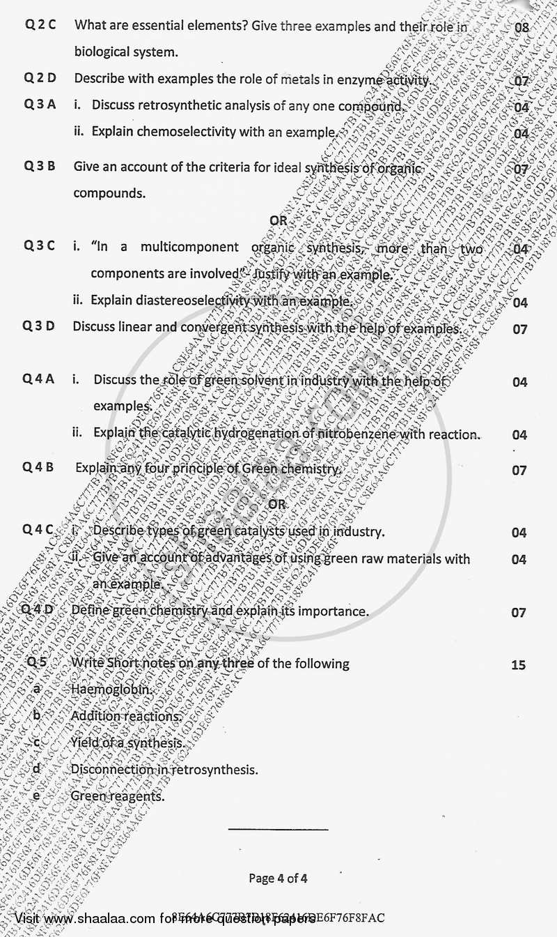 Applied Chemistry 1 2017-2018 - B.Sc. - Semester 3 (SYBSc) - University of Mumbai question paper with PDF download