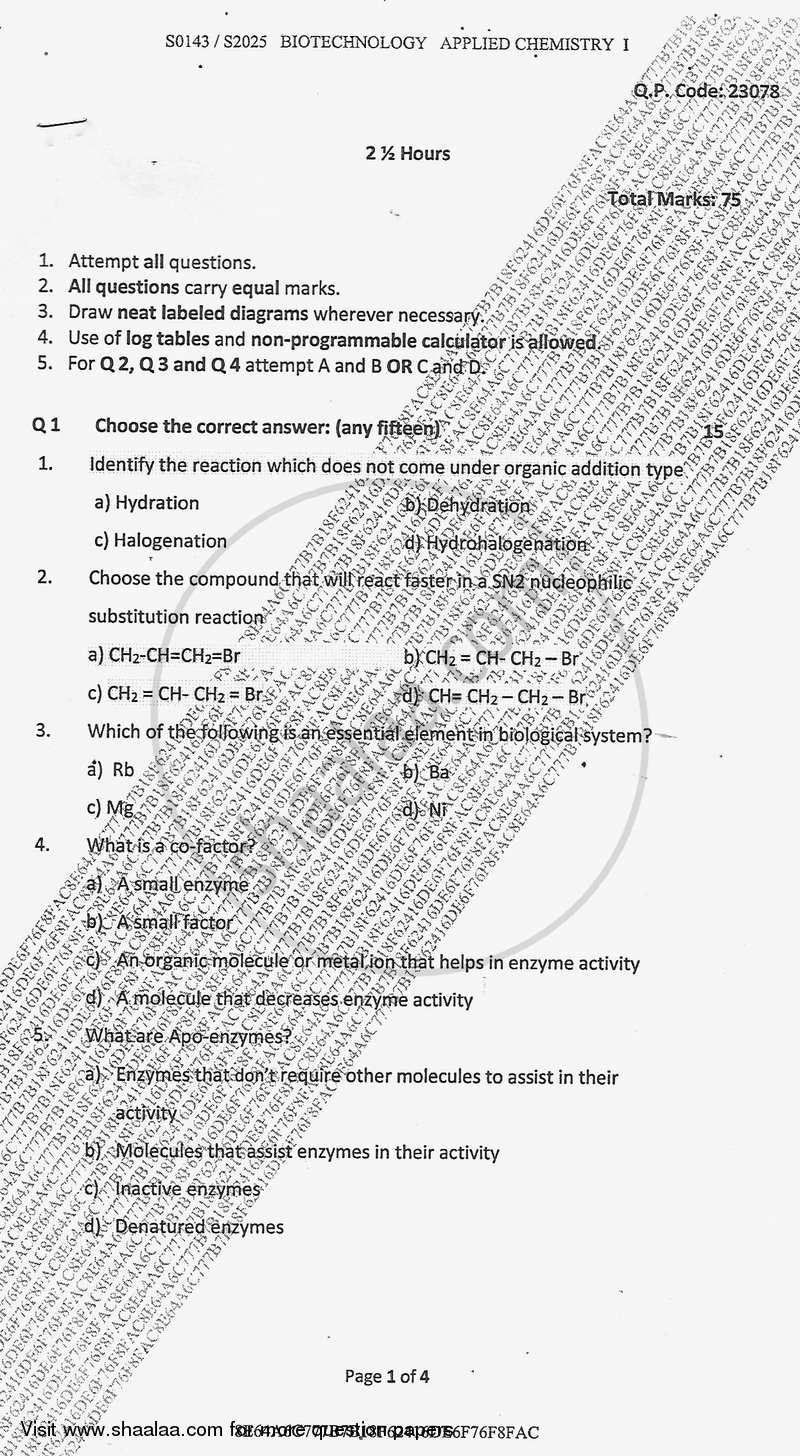 Applied Chemistry 1 2017-2018 - B.Sc. - Semester 3 (SYBSc) - University of Mumbai question paper with PDF download