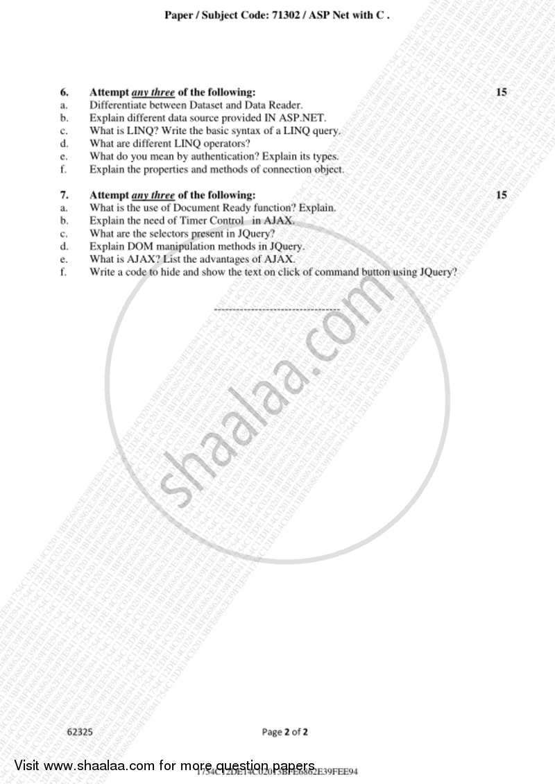 Asp.Net with C# 2017-2018 - B.Sc. - Semester 5 (TYBSc I.T) - University of Mumbai question paper with PDF download