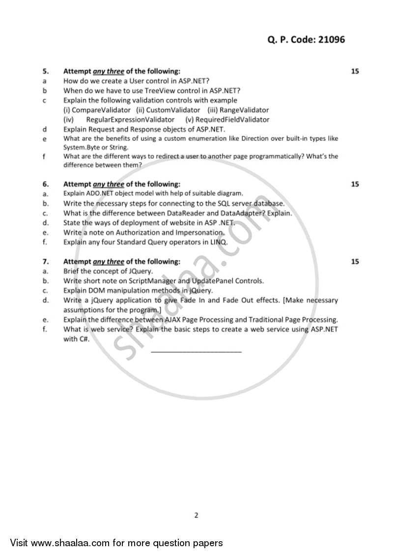 Asp.Net with C# 2017-2018 - B.Sc. - Semester 5 (TYBSc I.T) - University of Mumbai question paper with PDF download