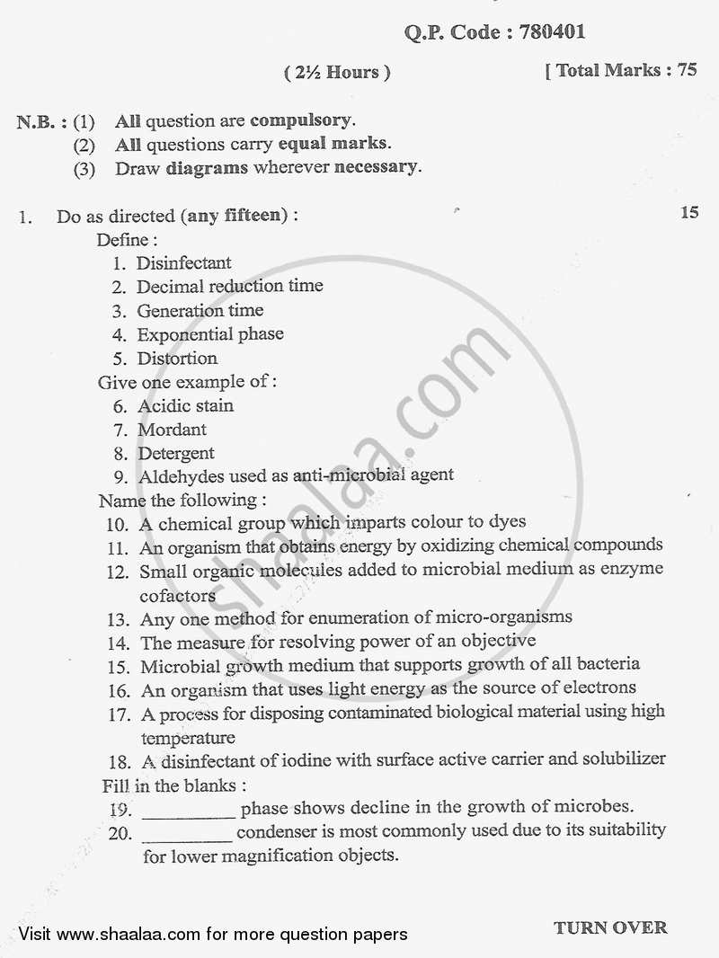 Basic Life Sciences 2 - Microbial Techniques 2016-2017 - B.Sc. - Semester 1 (FYBSc) - University of Mumbai question paper with PDF download