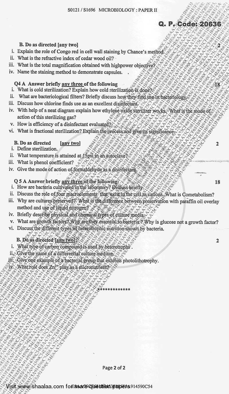 Basic Techniques in Microbiology 2017-2018 - B.Sc. - Semester 1 (FYBSc) - University of Mumbai question paper with PDF download