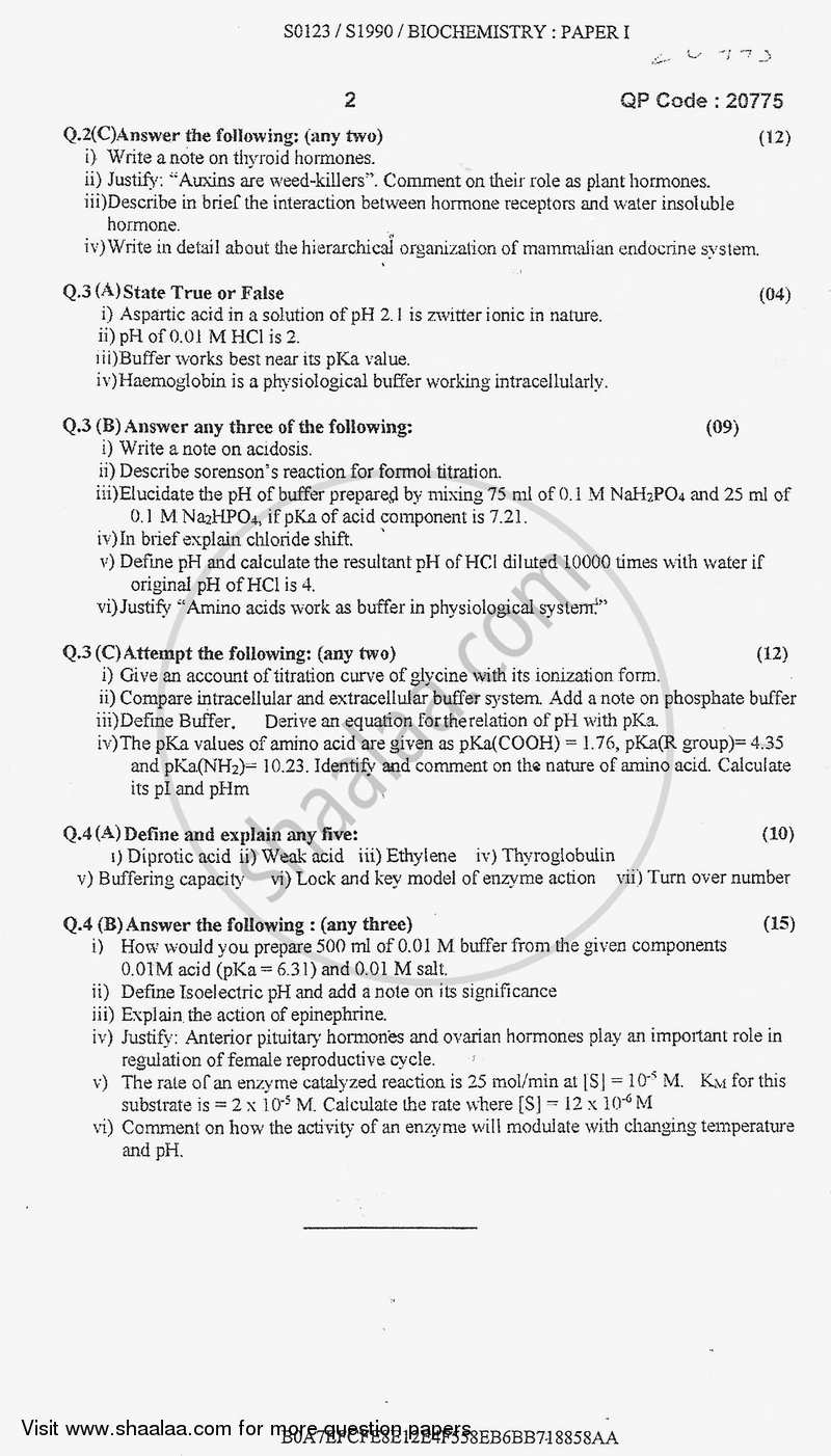 Biomolecules 2017-2018 - B.Sc. - Semester 3 (SYBSc) - University of Mumbai question paper with PDF download