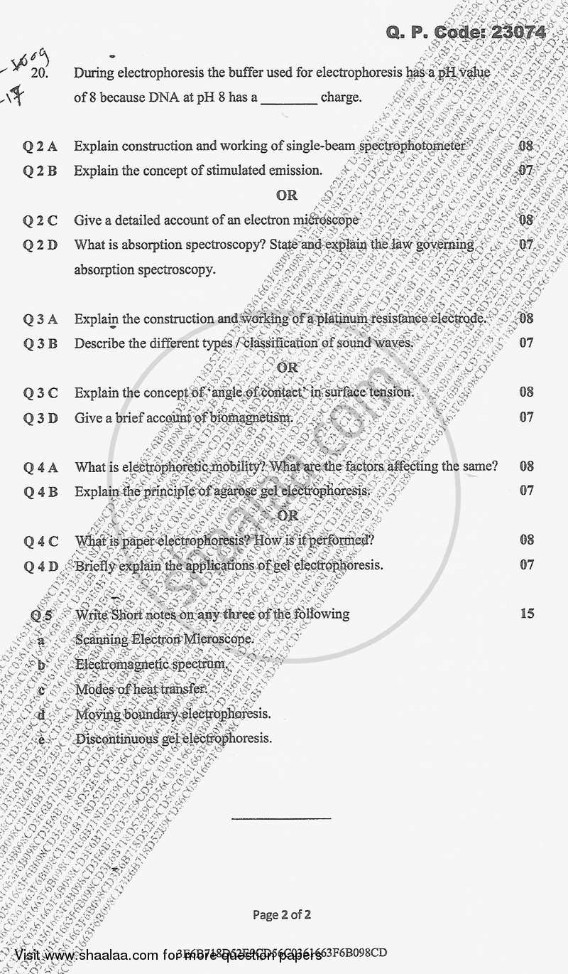 Biophysics 2017-2018 - B.Sc. - Semester 3 (SYBSc) - University of Mumbai question paper with PDF download