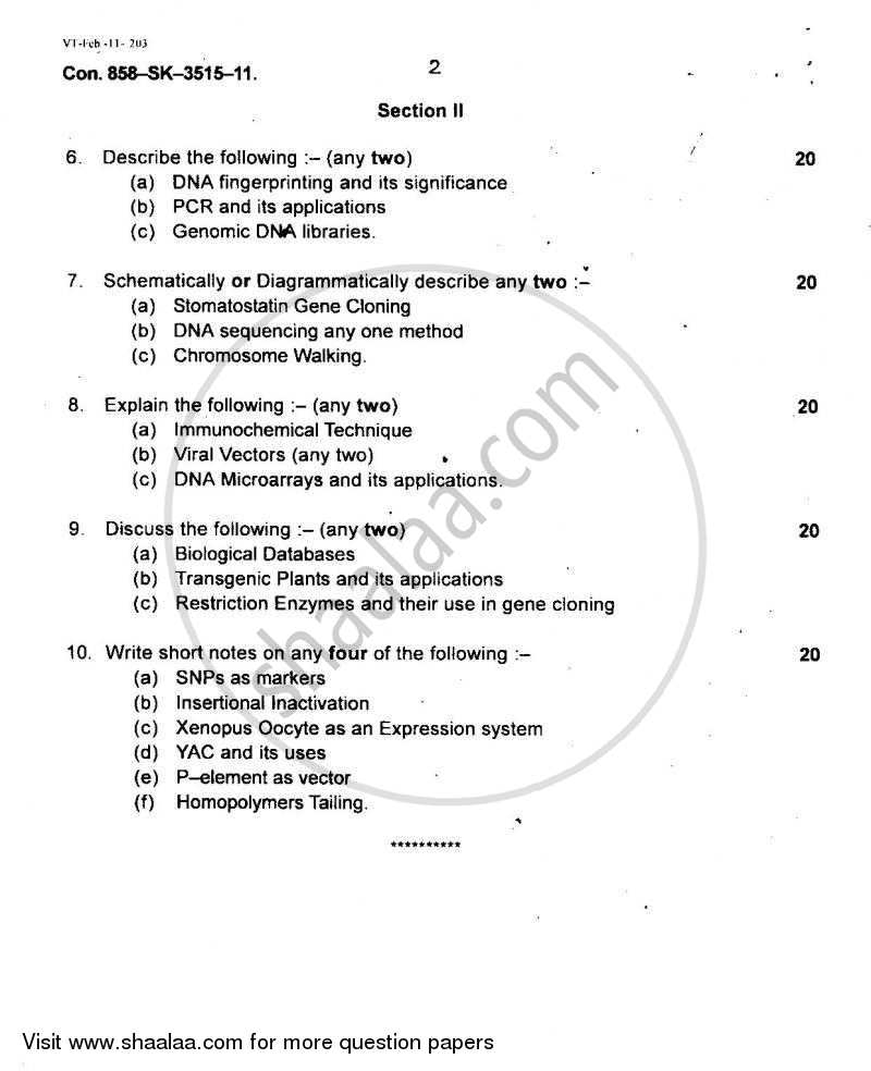 Biotechnology 2010-2011 - B.Sc. - Semester 5 (TYBSc) - University of Mumbai question paper with PDF download