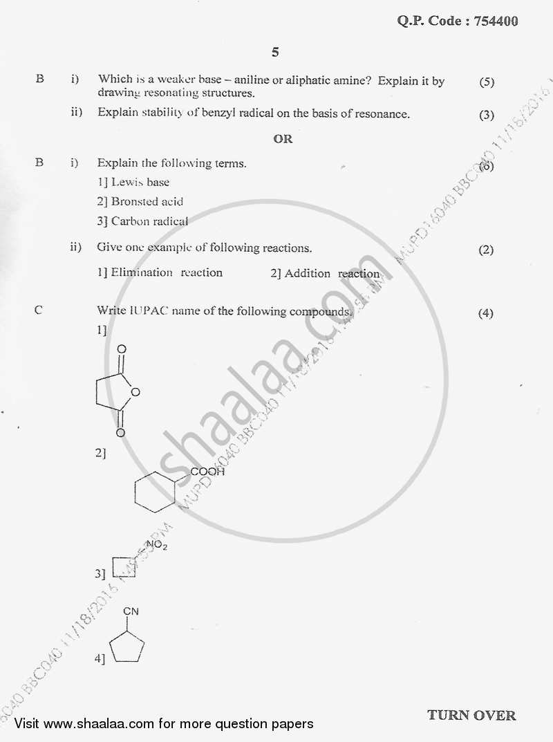 Chemistry 1 2016-2017 - B.Sc. - Semester 1 (FYBSc) - University of Mumbai question paper with PDF download