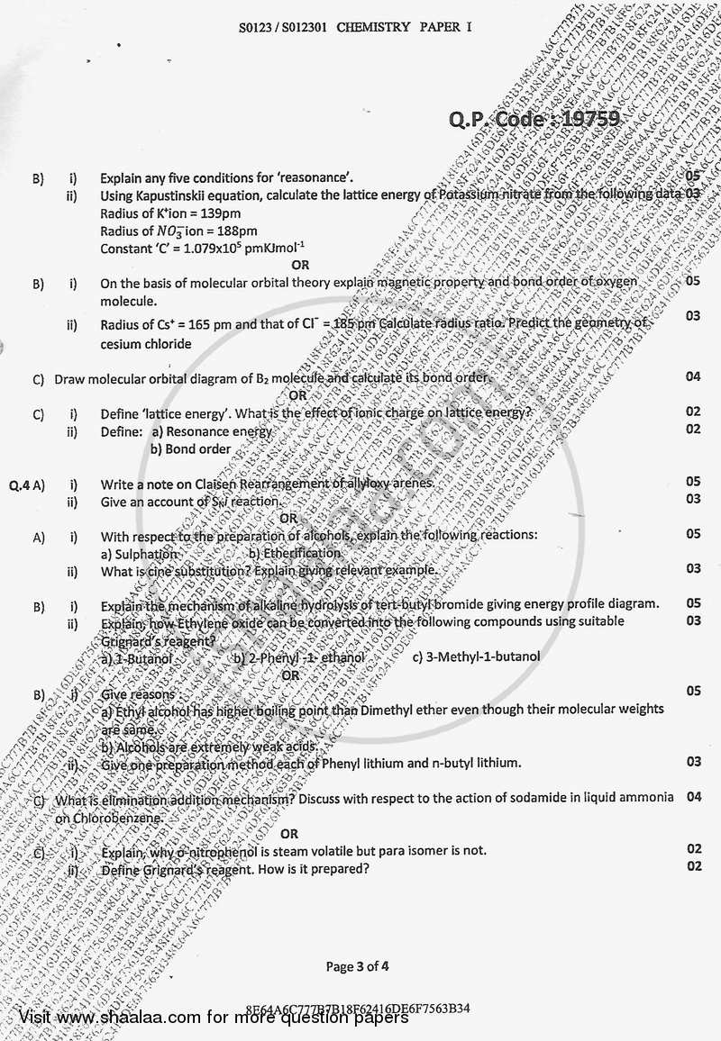 Chemistry 1 2017-2018 - B.Sc. - Semester 3 (SYBSc) - University of Mumbai question paper with PDF download