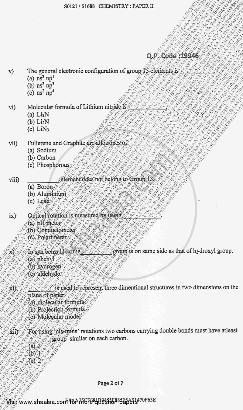 Chemistry 2 2017-2018 - B.Sc. - Semester 1 (FYBSc) - University of Mumbai question paper with PDF download