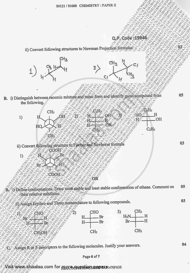 Chemistry 2 2017-2018 - B.Sc. - Semester 1 (FYBSc) - University of Mumbai question paper with PDF download