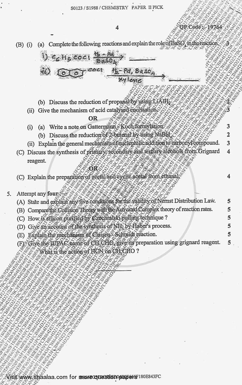 Chemistry 2 2017-2018 - B.Sc. - Semester 3 (SYBSc) - University of Mumbai question paper with PDF download