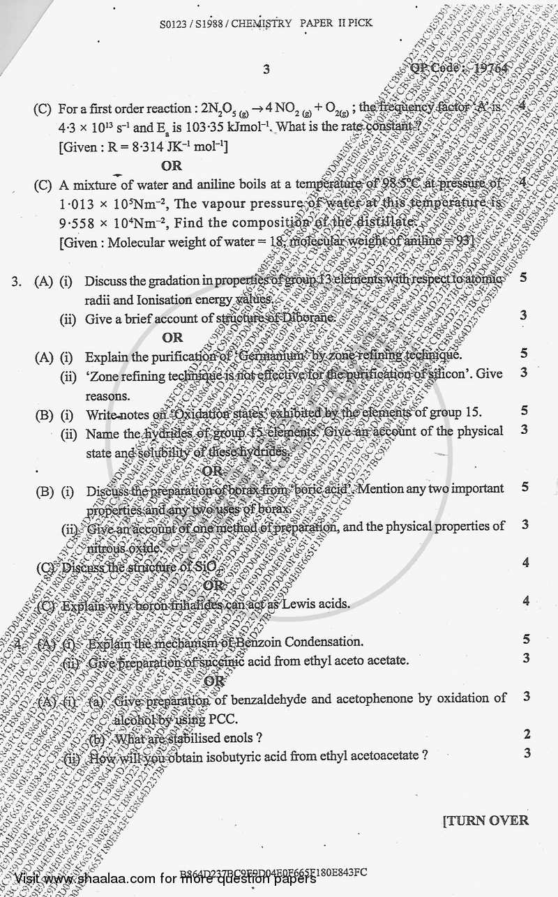 Chemistry 2 2017-2018 - B.Sc. - Semester 3 (SYBSc) - University of Mumbai question paper with PDF download