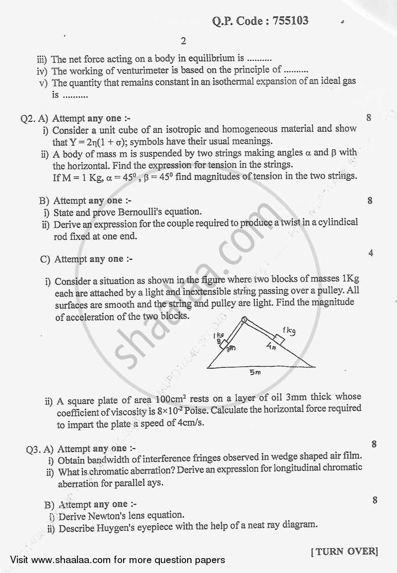 Classical Physics 2016-2017 - B.Sc. - Semester 1 (FYBSc) - University of Mumbai question paper with PDF download