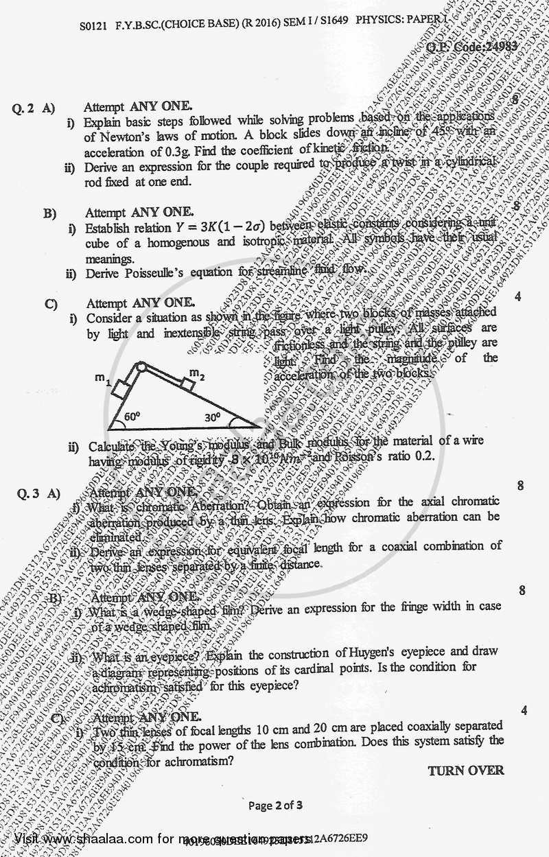 Classical Physics 2017-2018 - B.Sc. - Semester 1 (FYBSc) - University of Mumbai question paper with PDF download
