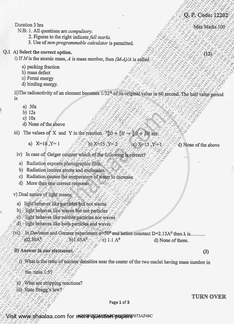 Classical Physics 2017-2018 - B.Sc. - Semester 1 (FYBSc) - University of Mumbai question paper with PDF download