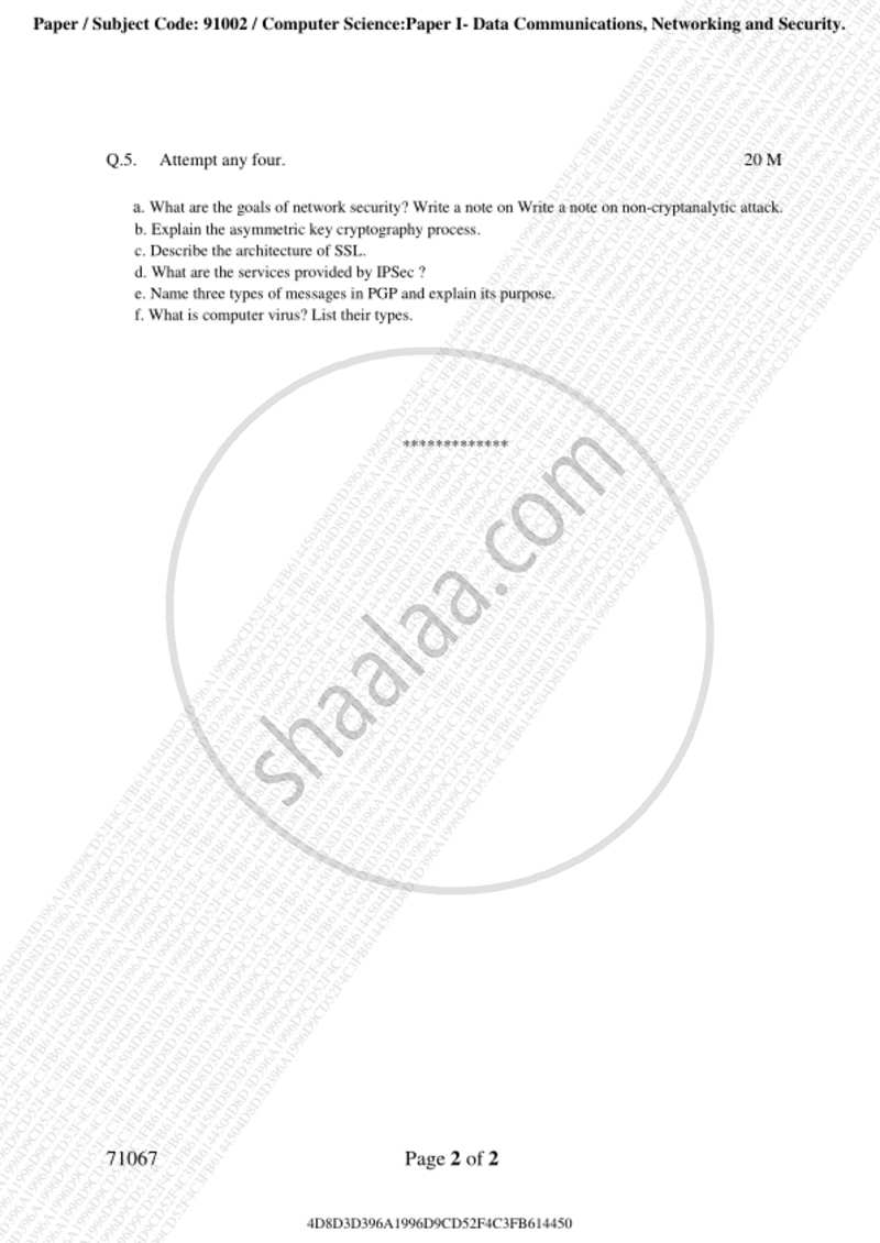 Data Communication, Networking and Security 2018-2019 - B.Sc. - 3rd Year (TYBSc) - University of Mumbai question paper with PDF download