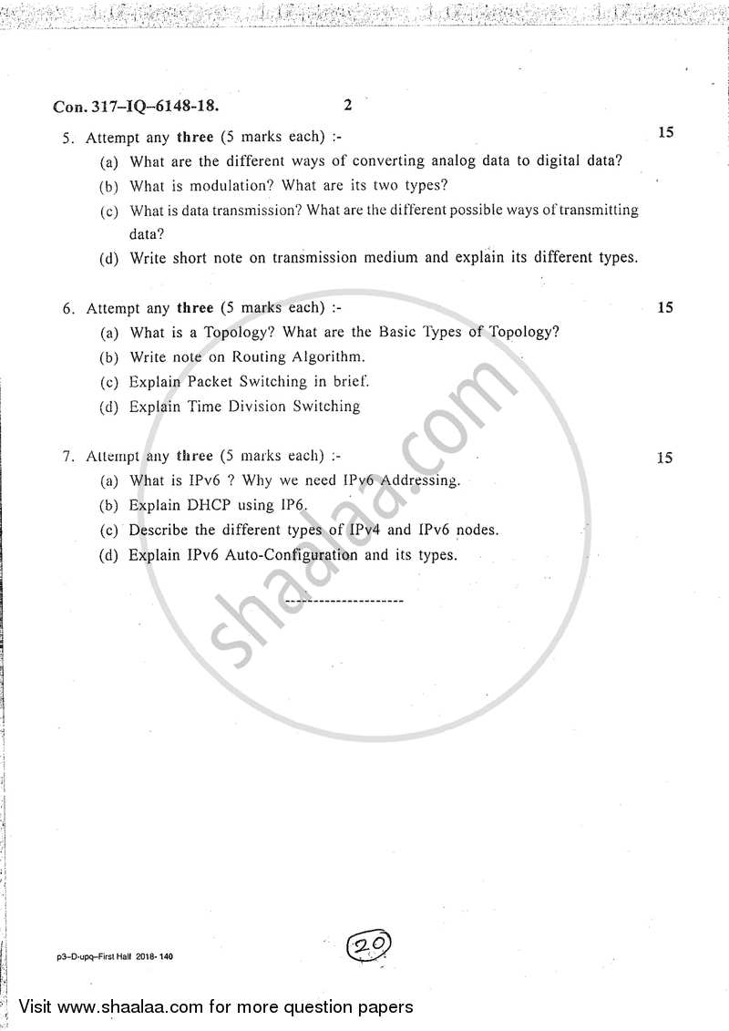 Data Communication and Networking Standards 2017-2018 - B.Sc. - Semester 2 (FYBSc I.T) - University of Mumbai question paper with PDF download
