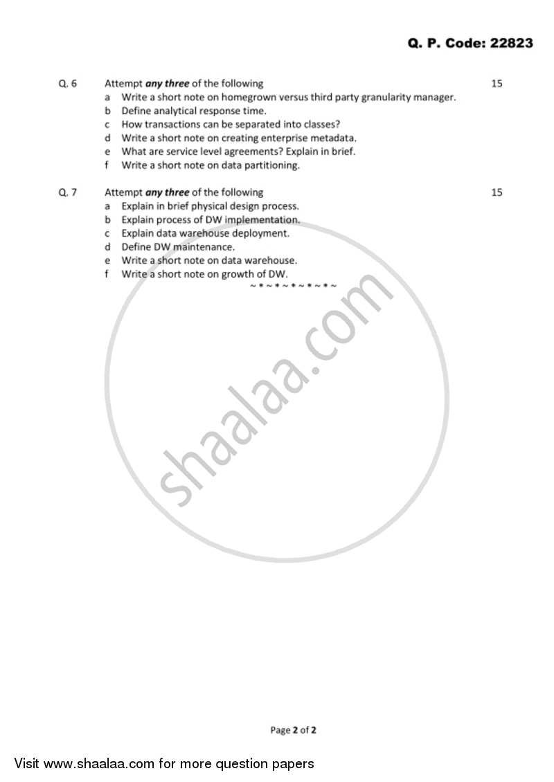 Data Warehousing 2017-2018 - B.Sc. - Semester 6 (TYBSc I.T) - University of Mumbai question paper with PDF download