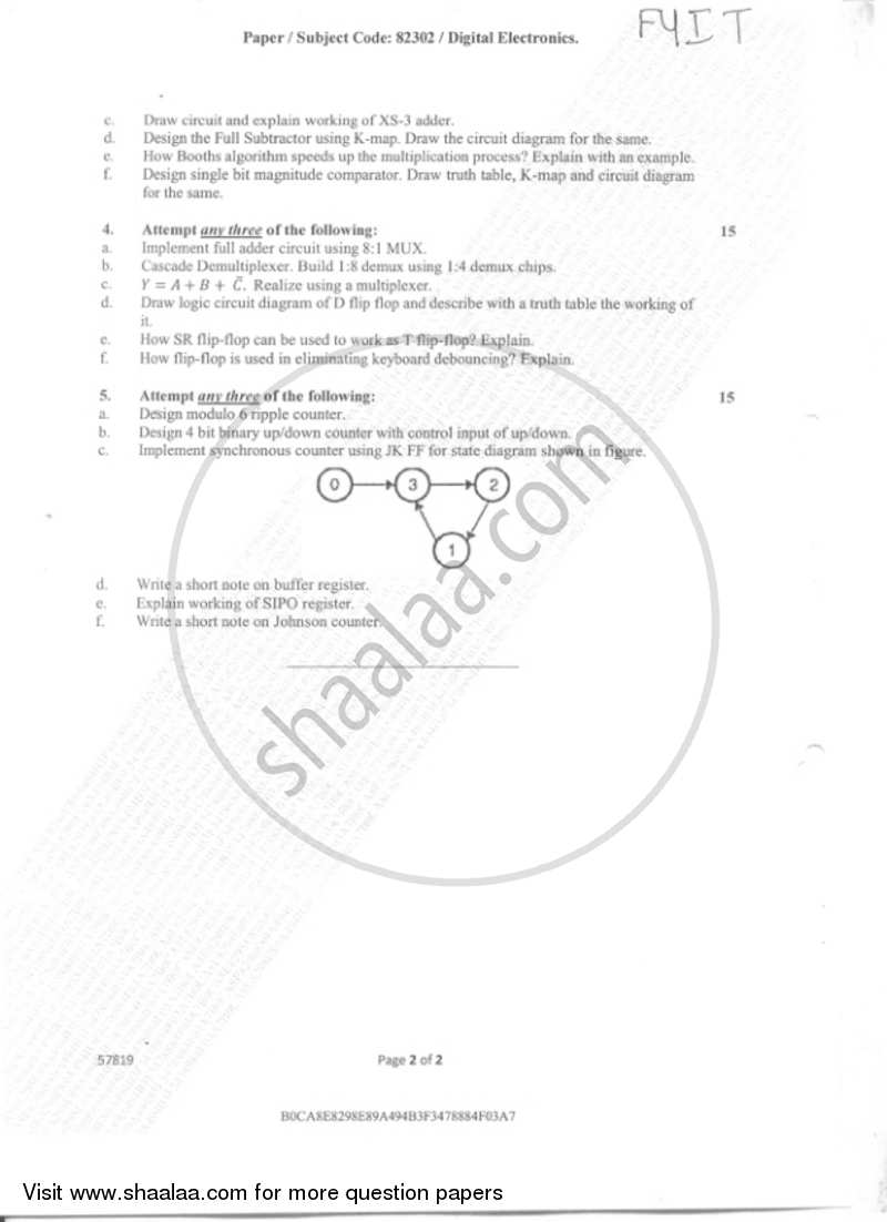 Digital Electronics 2018-2019 - B.Sc. - Semester 1 (FYBSc I.T) - University of Mumbai question paper with PDF download
