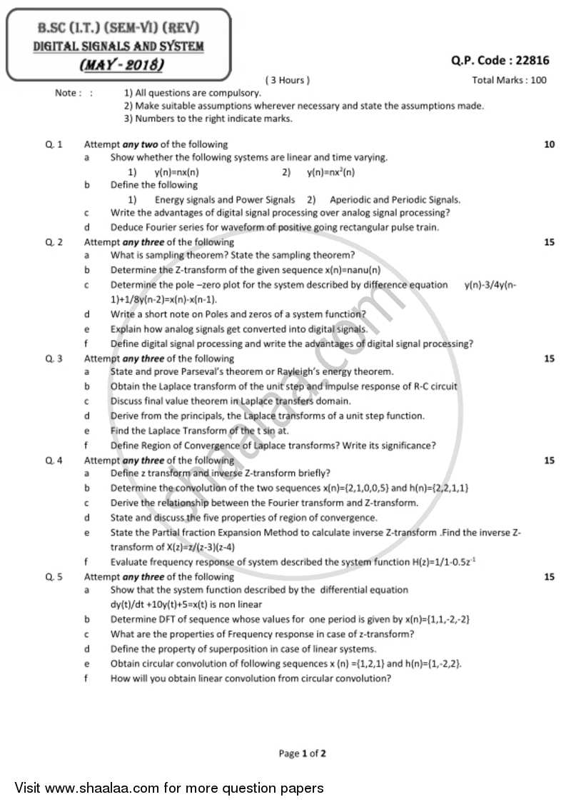 Digital Signal and Systems 2017-2018 - B.Sc. - Semester 6 (TYBSc I.T) - University of Mumbai question paper with PDF download