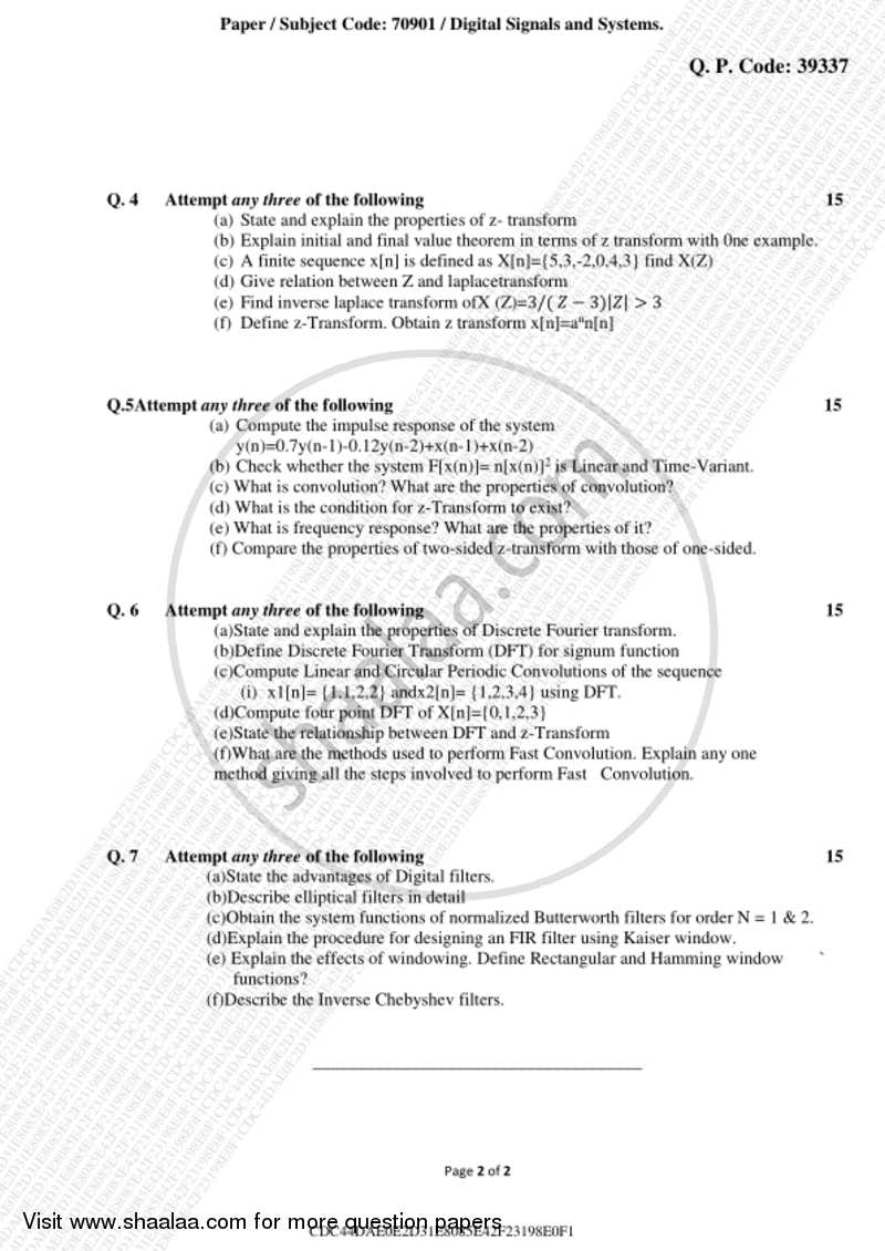 Digital Signal and Systems 2017-2018 - B.Sc. - Semester 6 (TYBSc I.T) - University of Mumbai question paper with PDF download