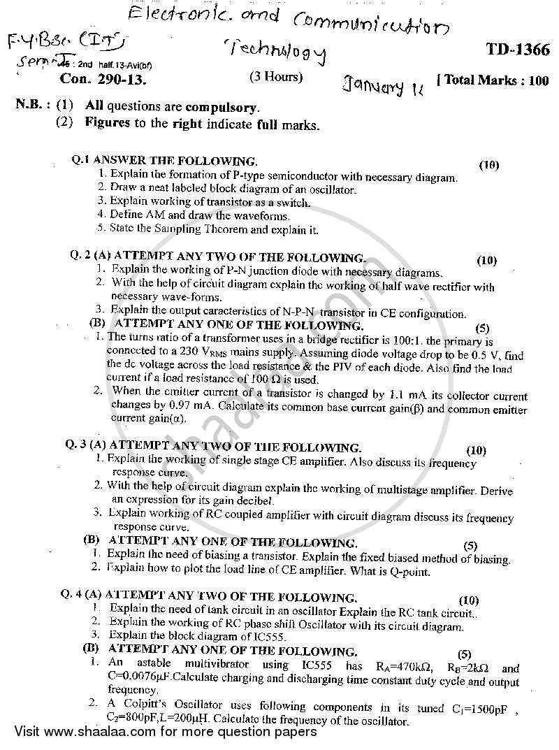 Electronics and Communication Technology 2013-2014 - B.Sc. - Semester 1 (FYBSc I.T) - University of Mumbai question paper with PDF download