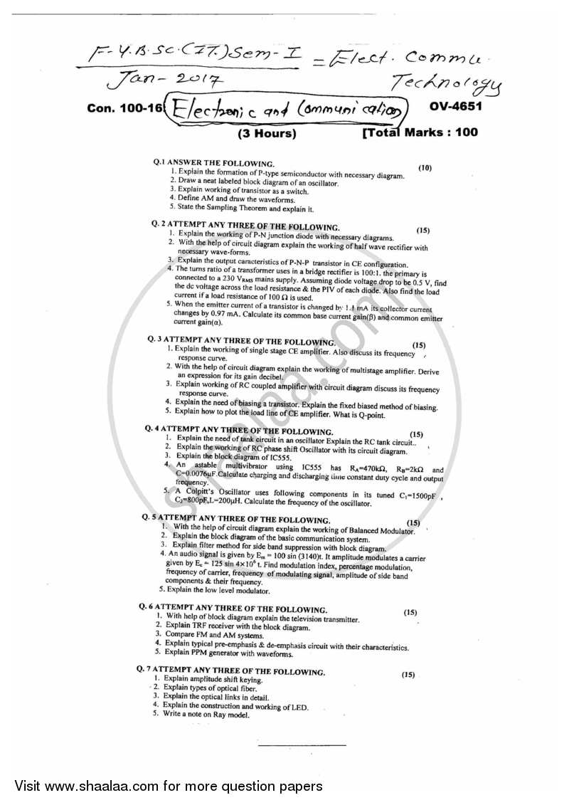 Electronics and Communication Technology 2016-2017 - B.Sc. - Semester 1 (FYBSc I.T) - University of Mumbai question paper with PDF download