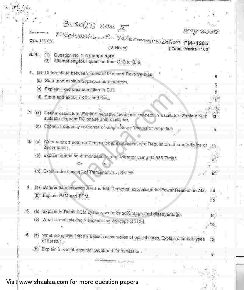 Electronics and Telecommunication 2007-2008 - B.Sc. - Semester 2 (FYBSc I.T) - University of Mumbai question paper with PDF download