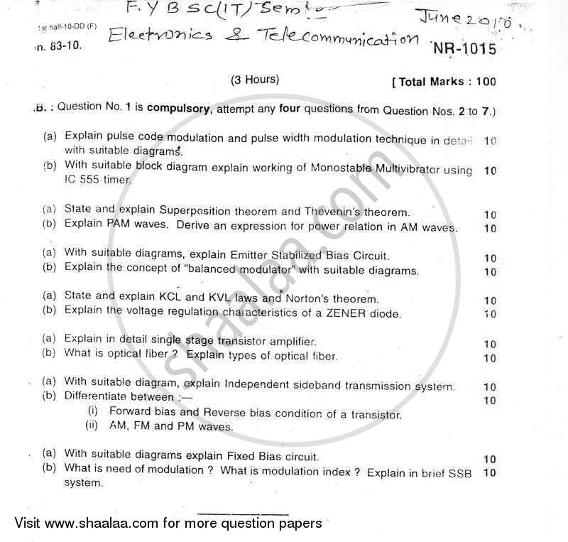 Electronics and Telecommunication 2009-2010 - B.Sc. - Semester 2 (FYBSc I.T) - University of Mumbai question paper with PDF download