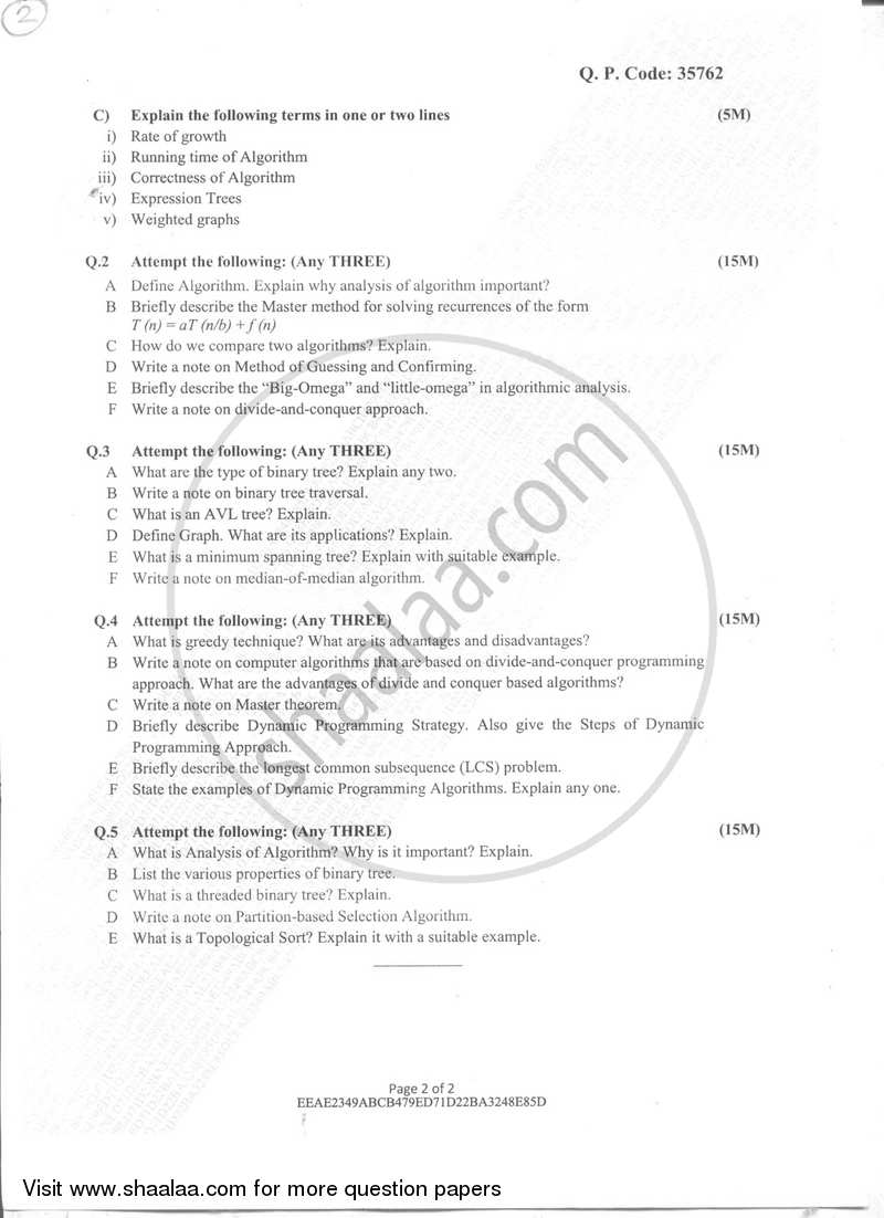 Fundamentals of Algorithms 2017-2018 - B.Sc. - Semester 4 (SYBSc) - University of Mumbai question paper with PDF download