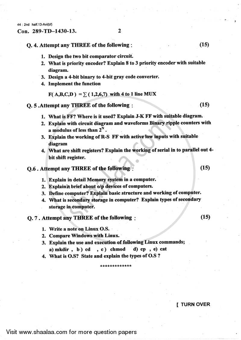 Fundamentals of Digital Computing 2013-2014 - B.Sc. - Semester 1 (FYBSc I.T) - University of Mumbai question paper with PDF download