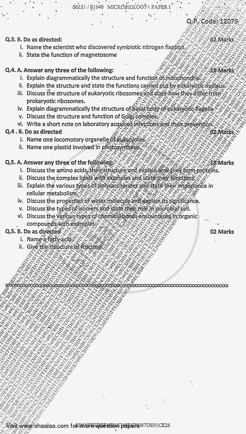 Fundamentals of Microbiology 2017-2018 - B.Sc. - Semester 1 (FYBSc) - University of Mumbai question paper with PDF download