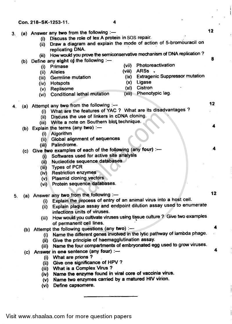 Genetics Bioinformatics, Molecular Biology and Virology 2010-2011 - B.Sc. - Semester 5 (TYBSc) - University of Mumbai question paper with PDF download
