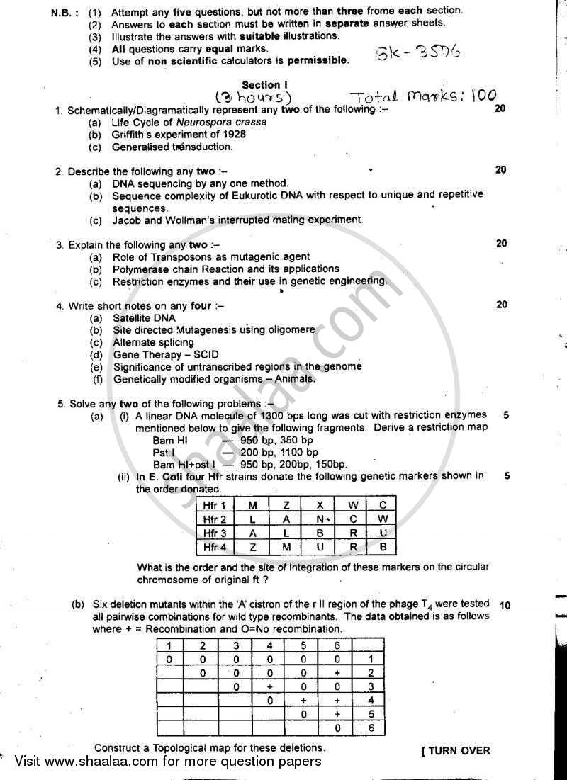 Genetics and Immunology 2010-2011 - B.Sc. - Semester 5 (TYBSc) - University of Mumbai question paper with PDF download