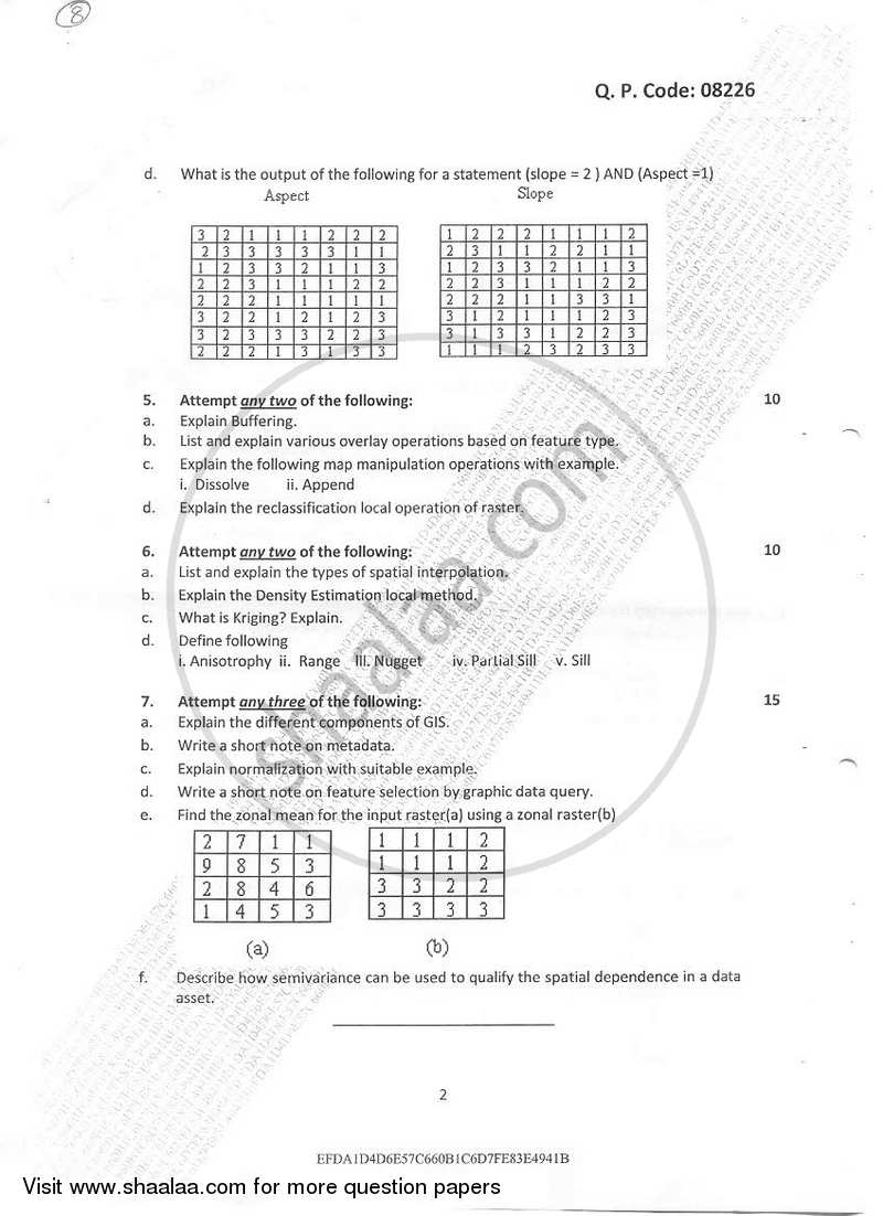 Geographic Information Systems 2016-2017 - B.Sc. - Semester 6 (TYBSc I.T) - University of Mumbai question paper with PDF download