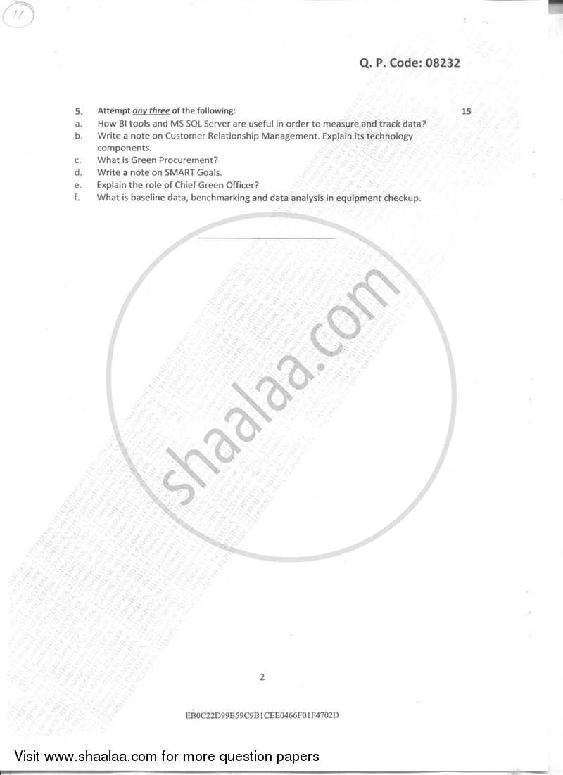 Green Computing 2017-2018 - B.Sc. - Semester 2 (FYBSc I.T) - University of Mumbai question paper with PDF download