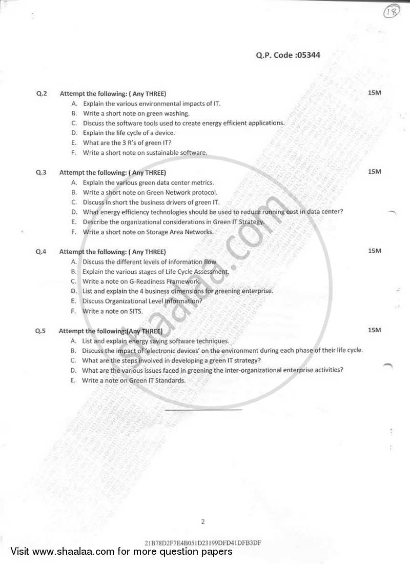 Green Technologies 2016-2017 - B.Sc. - Semester 2 (FYBSc) - University of Mumbai question paper with PDF download