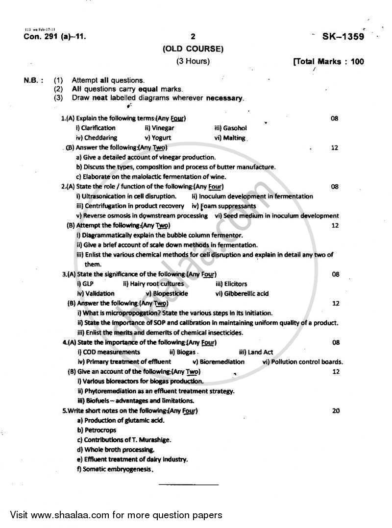 Industrial Biotechnology 2010-2011 - B.Sc. - Semester 5 (TYBSc) - University of Mumbai question paper with PDF download