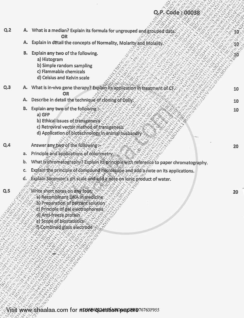 Instrumentation and Animal Biotechnology 2017-2018 - B.Sc. - Semester 1 (FYBSc) - University of Mumbai question paper with PDF download