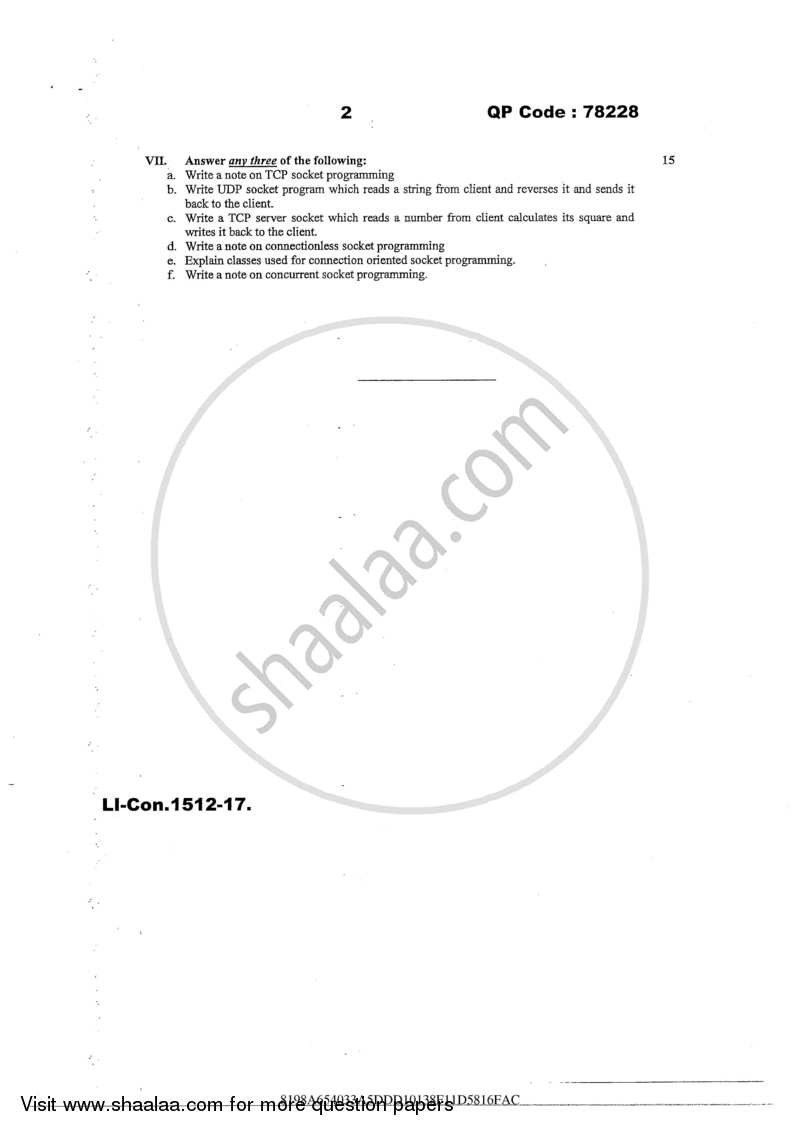 Internet Technology 2016-2017 - B.Sc. - Semester 6 (TYBSc I.T) - University of Mumbai question paper with PDF download