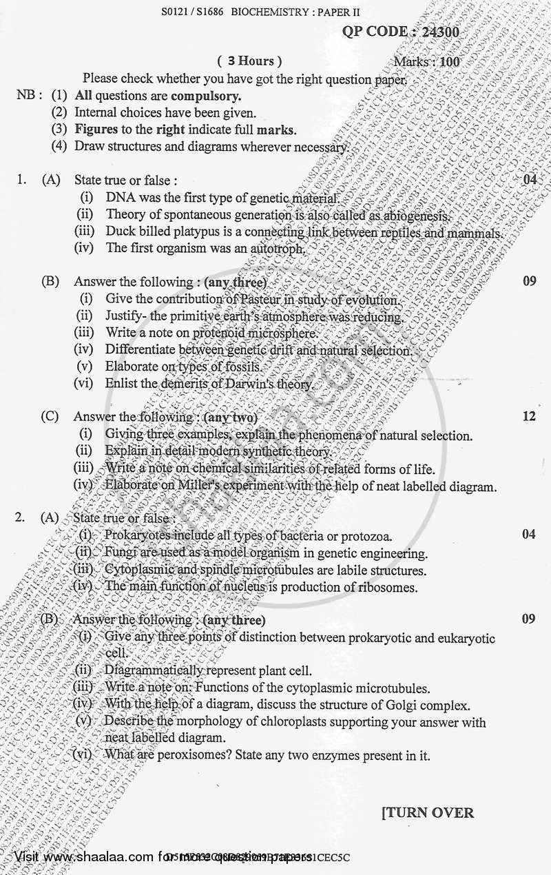 Introduction to Cell Biology, Physiology and Microbiology 2017-2018 - B.Sc. - Semester 1 (FYBSc) - University of Mumbai question paper with PDF download