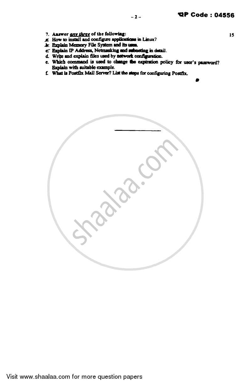 Linux Administration 2014-2015 - B.Sc. - Semester 5 (TYBSc I.T) - University of Mumbai question paper with PDF download